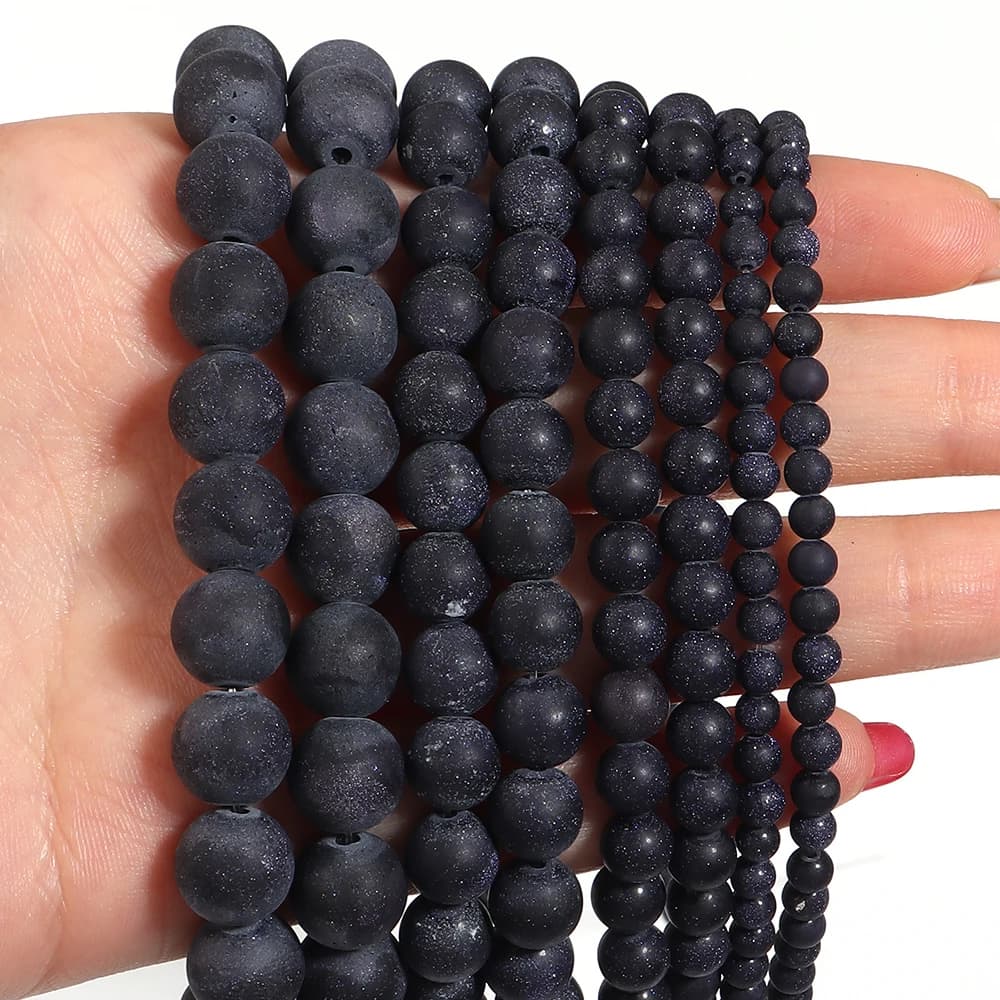 Perline in Pietra Arenaria Nera Opaca Naturale 4/6/8/10 mm, Perline Rotonde Sciolte per Creazione di Gioielli, Accessori Fai-da-Te per Bracciali e Collane