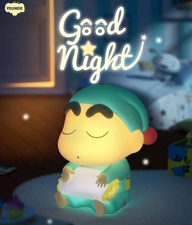Cartoon Crayon Shin-Chan Night Light Eye Caring Silicone Bedside Lamp Girls/Kids Bedroom Decor Anime Peripheral Figure Toys Gift