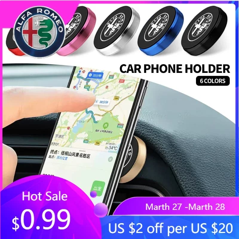 Supporto Magnetico per Telefono Auto per Alfa Romeo, Supporto da Cruscotto e Parete per Alfa Romeo Giulia Giulietta Stelvio Mito S