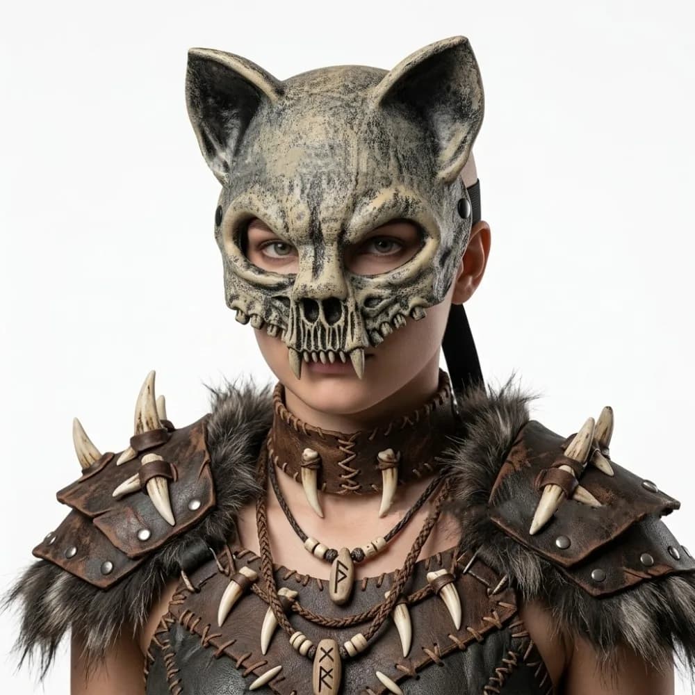 Maschera Teschio Gatto Scheletro, Maschera Animale Integrale Realistica Spaventosa per Mascherata, Carnevale, Ballo in Maschera, Cosplay, Feste e Oggetti di Scena