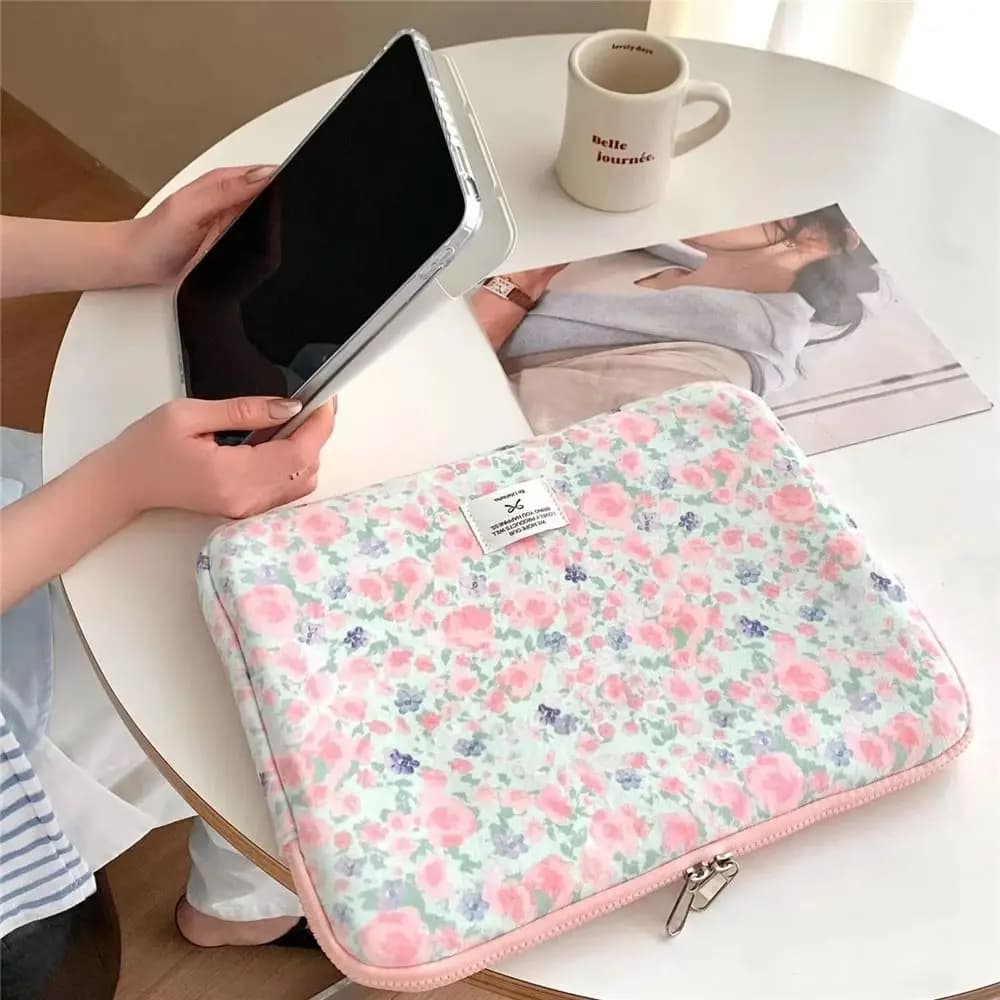 Cute Floral Laptop Case Velvet 10 11 13 14.1 15 15.6 inch Tablet Sleeve Case Laptop Sleeve for Lenovo Dell Laptop