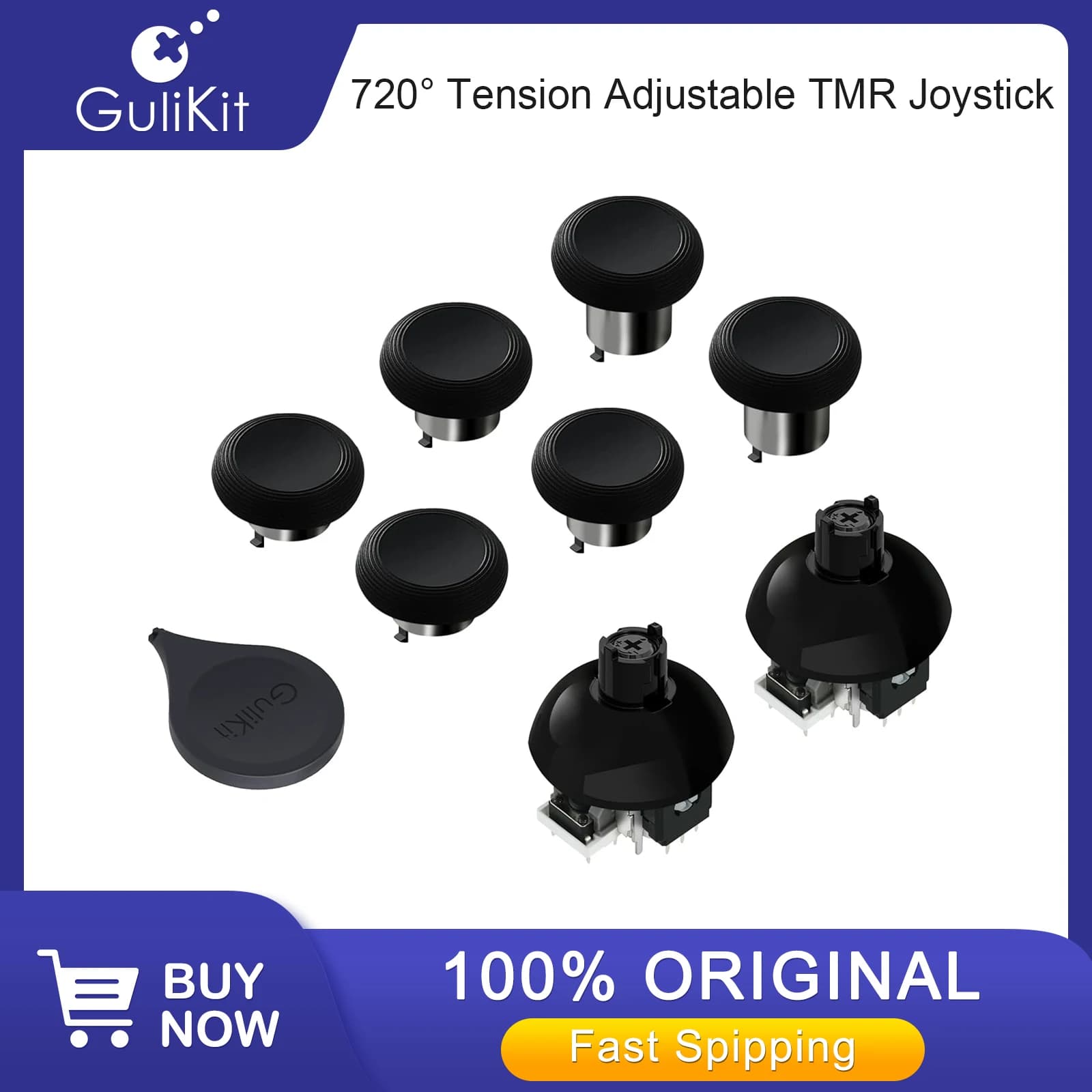 GuliKit 720 ° Kit di Sostituzione Joystick TMR a Tensione Regolabile per Controller PS5 PS4 Xbox Series Switch Pro, Stick Anti-drift