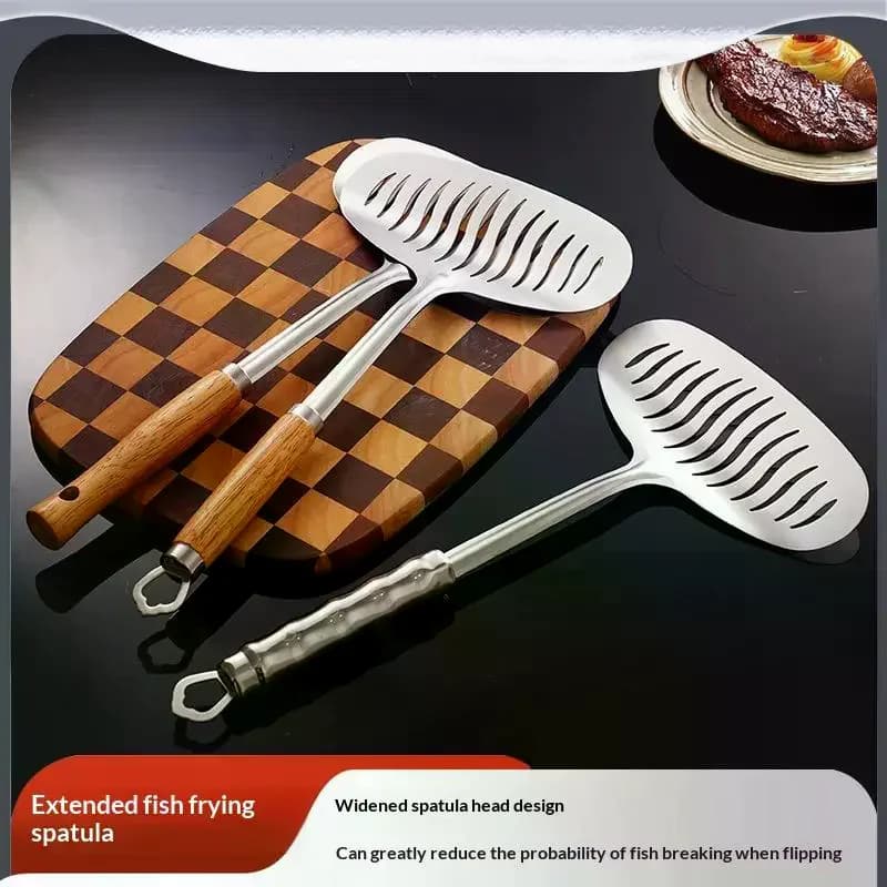 Large Stainless Steel Fish Frying Spatula Egg Pan Scoop Nonstick Long Handle Steak Slotted Flat Shovel Kitchen Cooking Tool