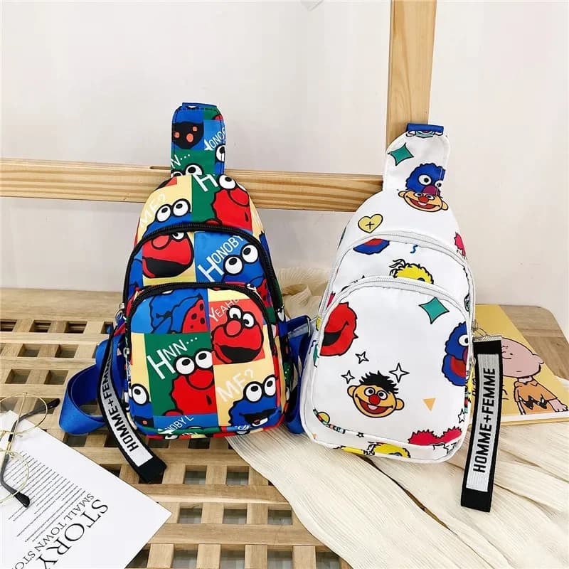 Borsa da petto per bambini Ragazza carina Ragazzo Fanny Cartoon Anime Stampa Borsa da petto Borsa da cintura per bambini Custodia per soldi Marsupio con cerniera per bambini
