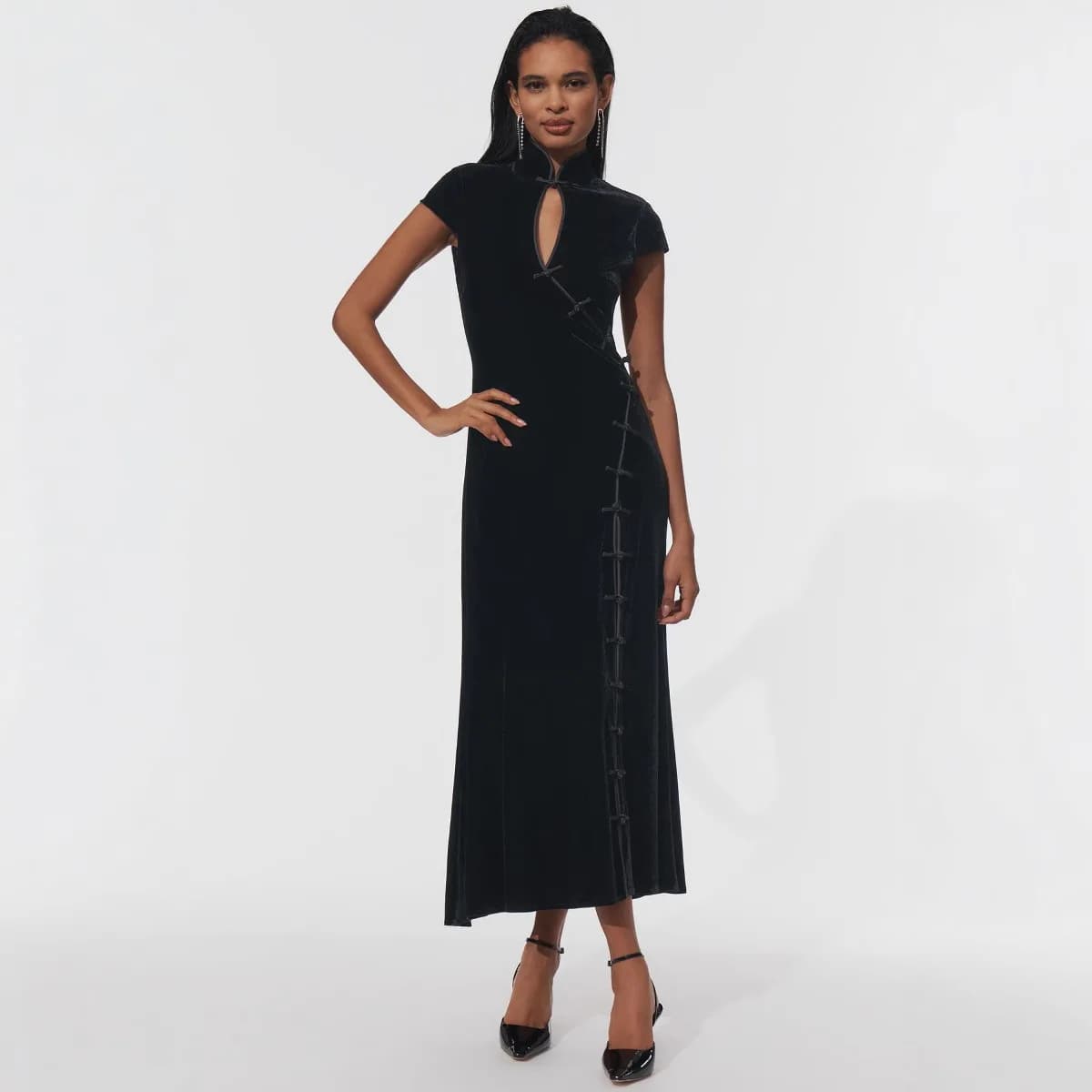 New Retro National Style Improved Cheongsam for Women Ins Girl Split Dress Elegant Lady Sense Slim Fit Dress