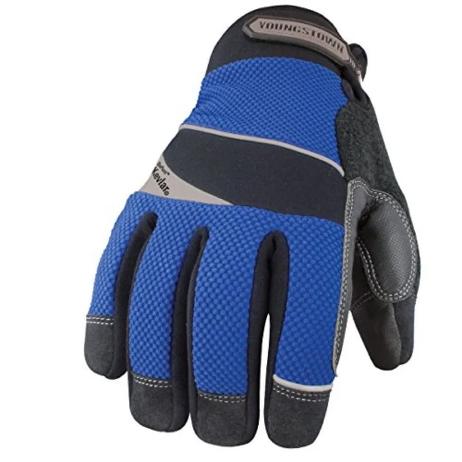 Guanti da lavoro sintetici impermeabili resistenti al taglio Youngstown per uomo, foderati in Kevlar, isolati per l'inverno/freddo - Blu