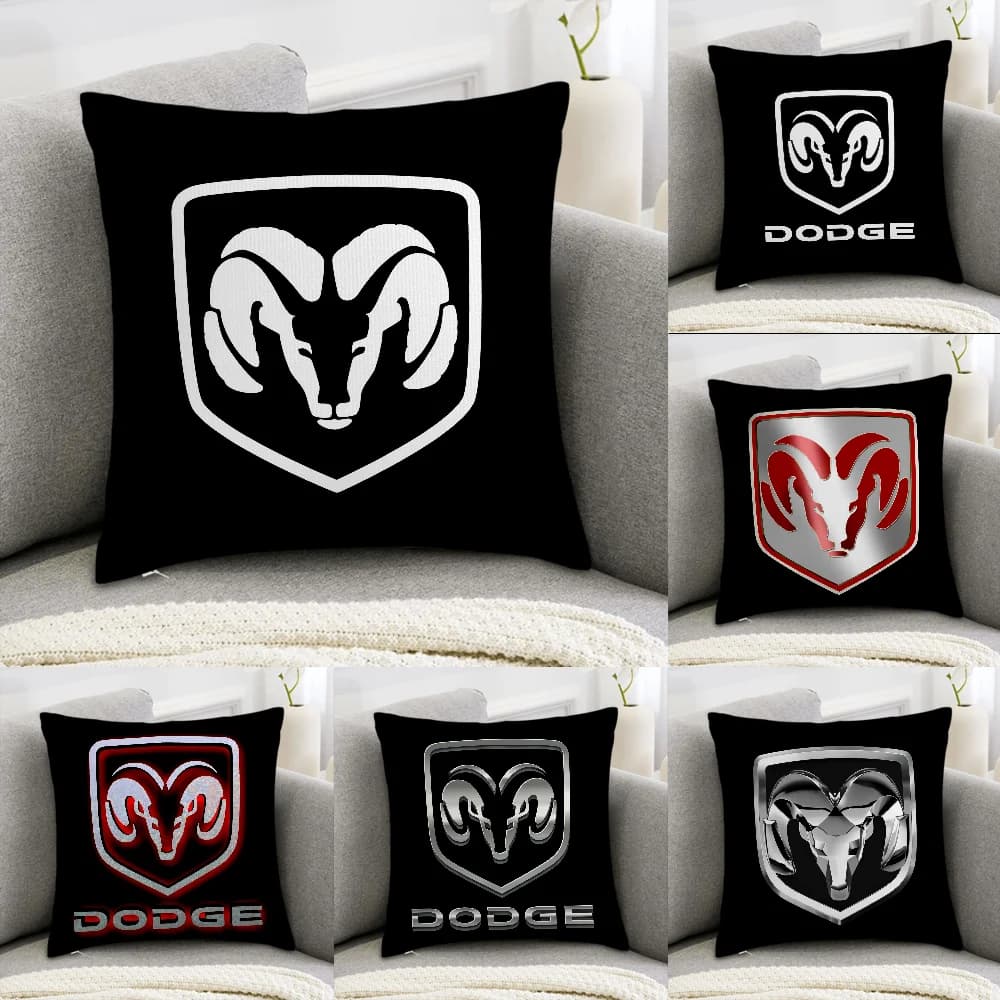 D-Dodges pillow case with logo for car Decorative sofa for the house Print for the front-back Cover for square cushions in plush cushion cover
