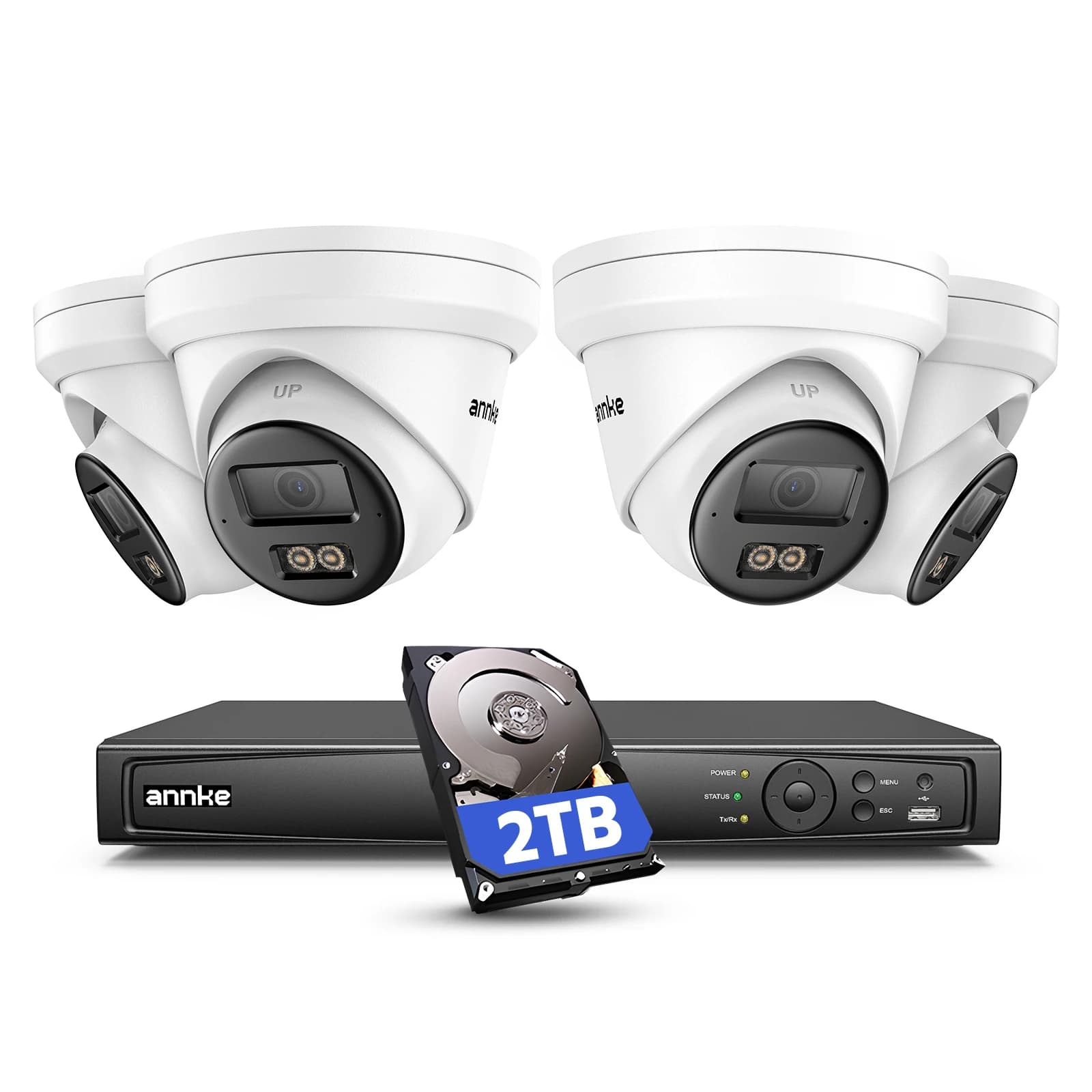 Kit NVR PoE ANNKE 8MP AI 8CH 4K con Telecamera IP Smart Dual Light per Esterni, Rilevamento Facciale, Targhe Veicoli, Persone e Veicoli, Sistema di Sicurezza