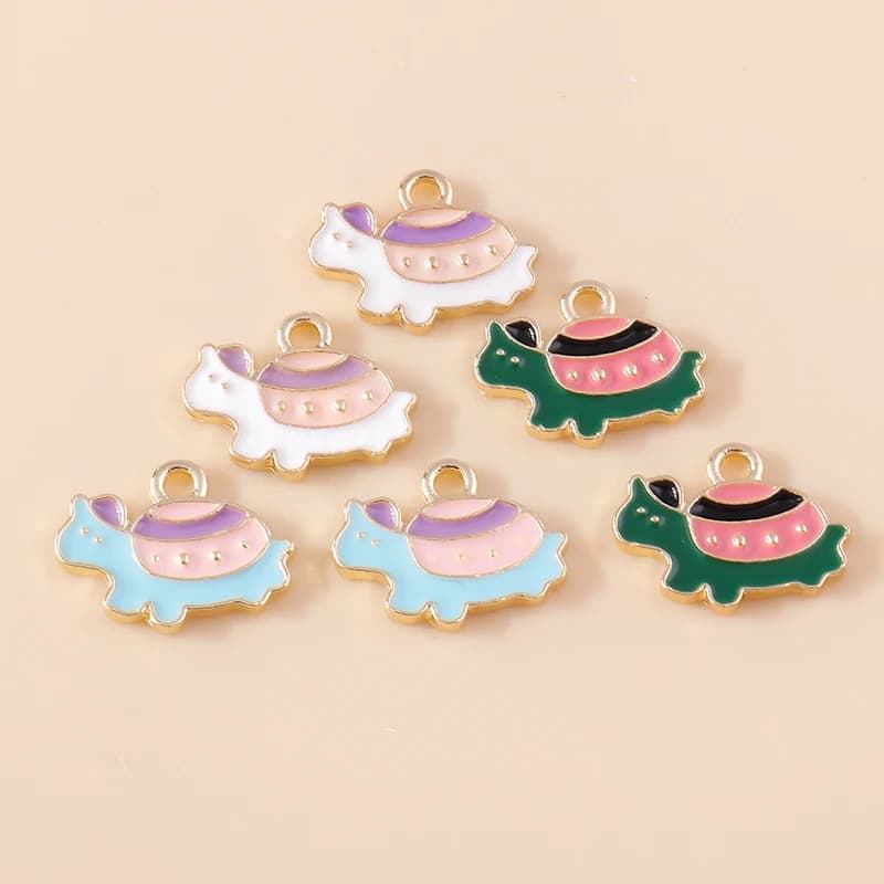 20pcs 16x12mm Cartoon Animal Charms Enamel Turtle Charms Pendants for Jewelry Making Drop Earrings Necklaces DIY Crafts Supplies