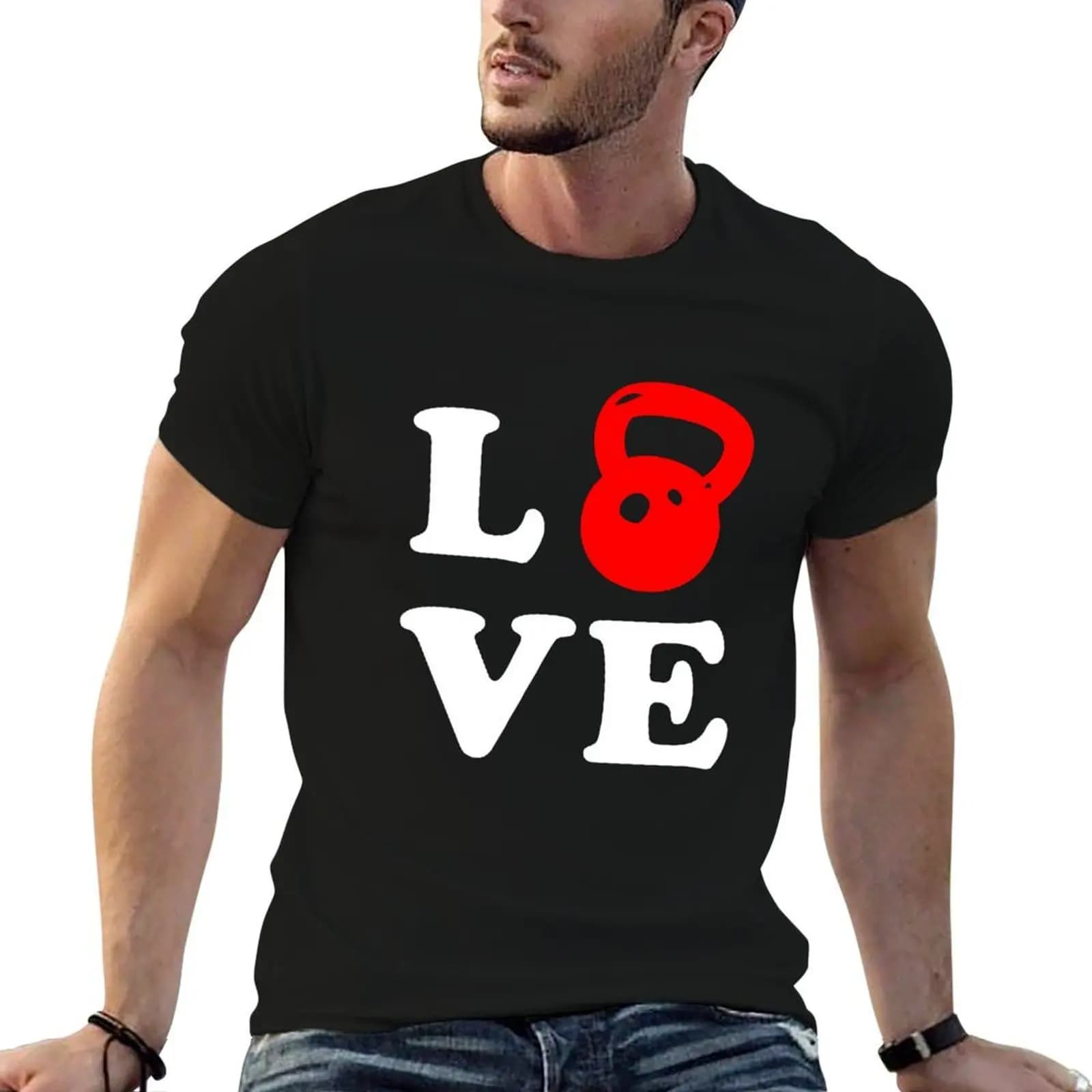 Kettlebell Love For Crossfit T-Shirt Large Size Soft Cotton T-Shirt