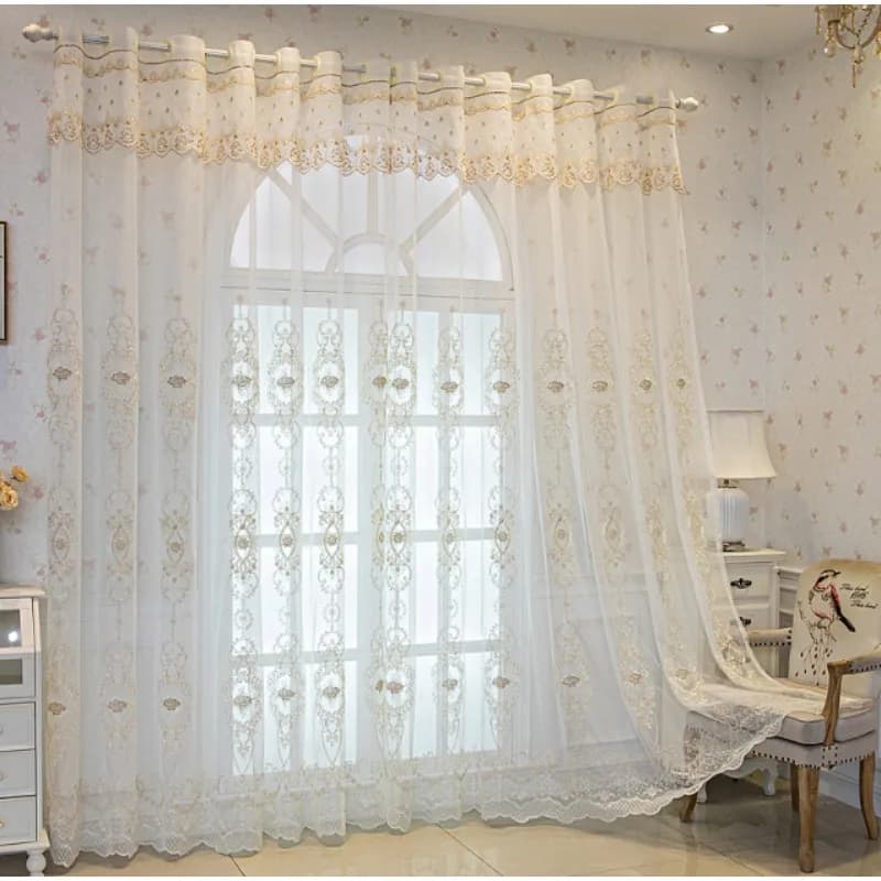 Modern High-end Luxury Three-dimensional Embroidery European Style Embroidery Yarn Living Room Bedroom Balcony Curtains