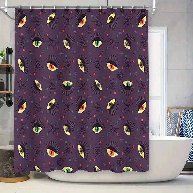 Tenda per occhi Tenda da doccia horror gotico Halloween Spooky Room Decor Arazzo estetico scuro Appeso a parete Lavabile impermeabile