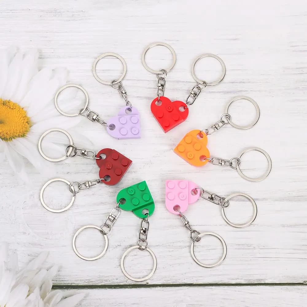 1 paio di moda carino amore cuore Building Block portachiavi coppie amicizia separabile amore cuore mattone portachiavi gioielli regali