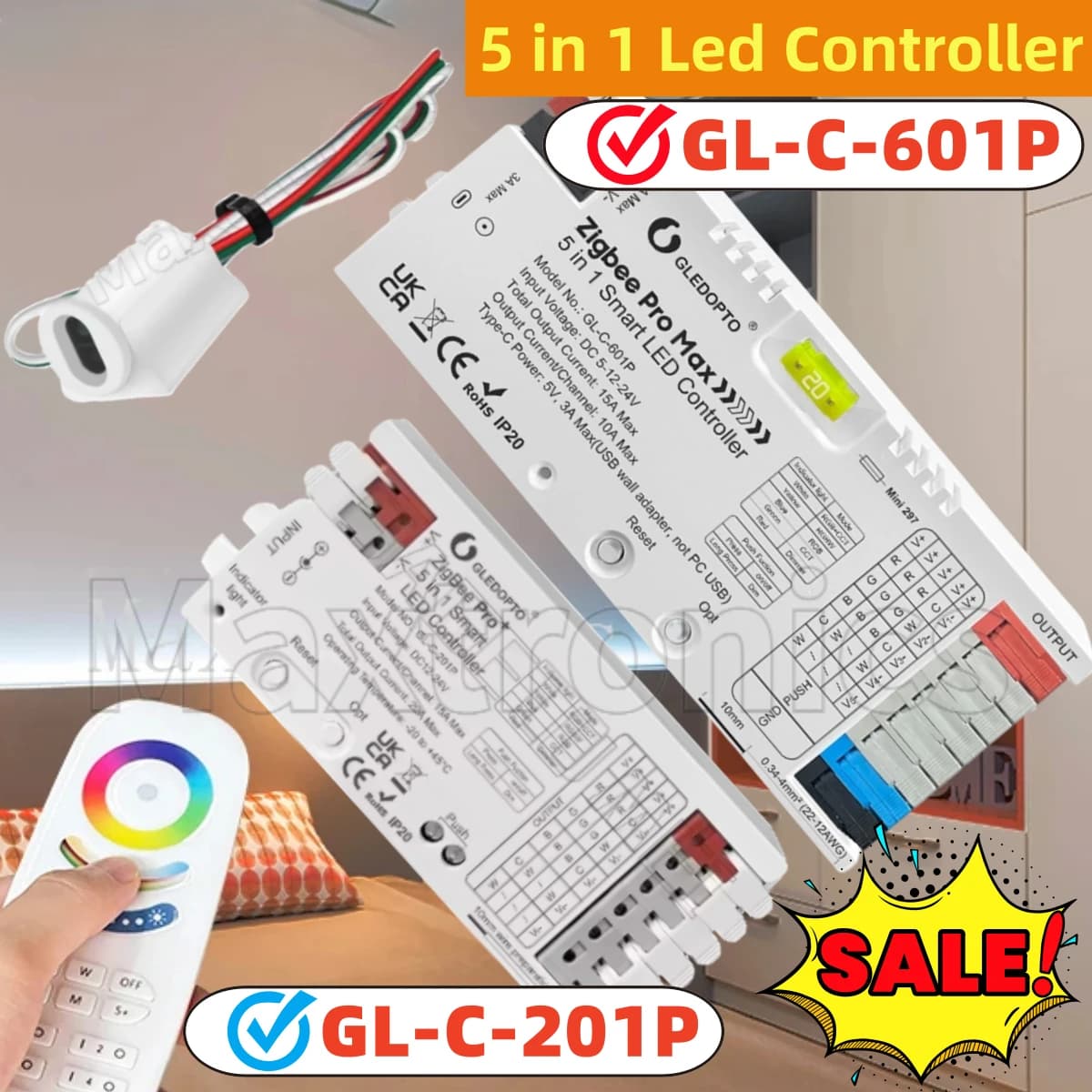Hot GL-C-201P/GL-C-601P/GL-RC-006Z 5in1 ZigBee 3.0 Pro Controller LED RGBCCT RGBW RGB CCT Dimmer App Voce per Luce di Striscia LED