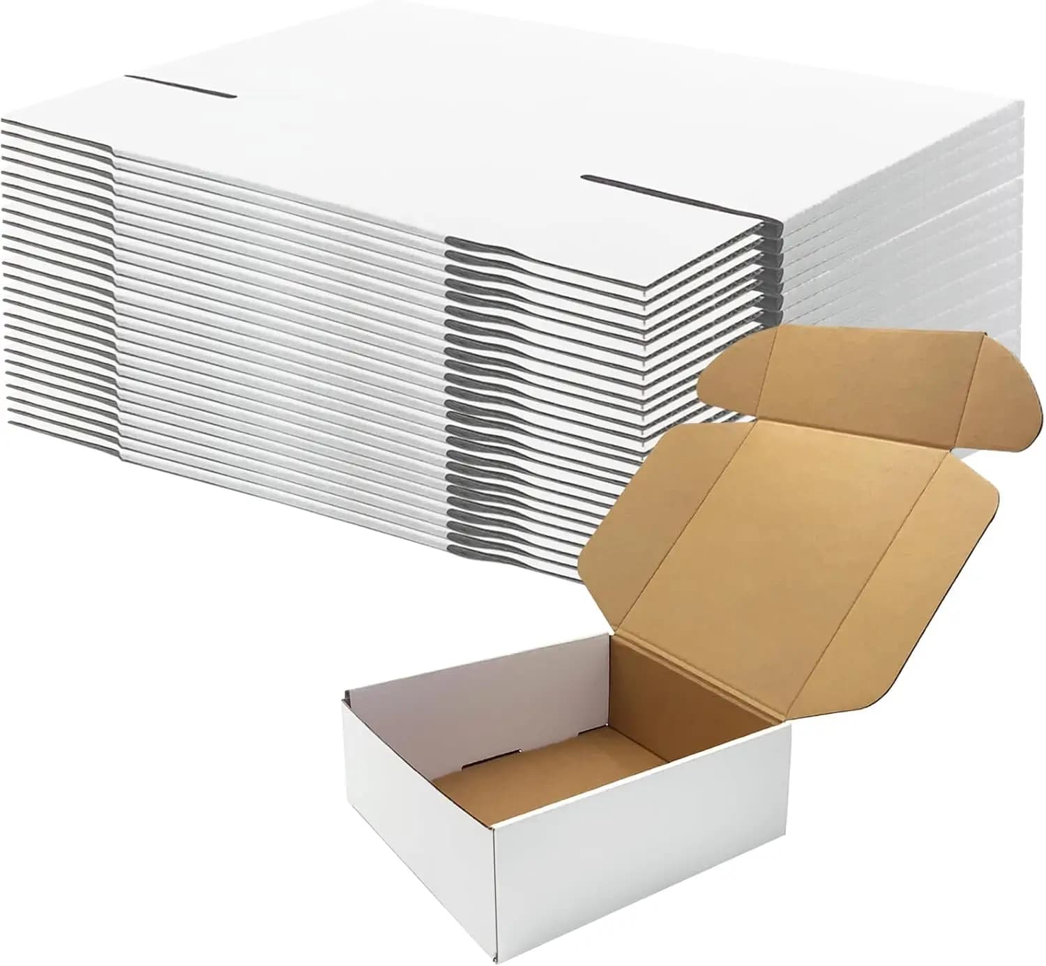 White 10x10x3 Corrugated Card Boxes, 25 Set for Shipping, Packing and Storage