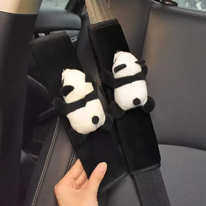 Decorazione per cintura di sicurezza per automobile Cartone animato Panda Cintura di sicurezza Spallina Peluche Accessori per automobili Decorazioni per auto