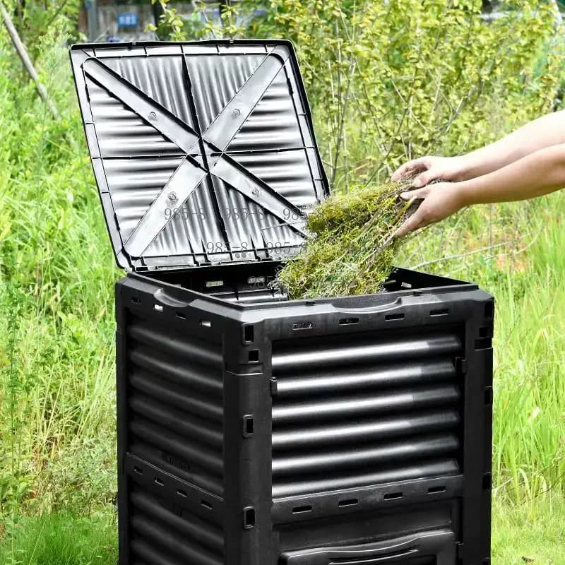 300L Plastic Compost Bin, Garden Leaf Collector and Kitchen Waste Fermentation Container