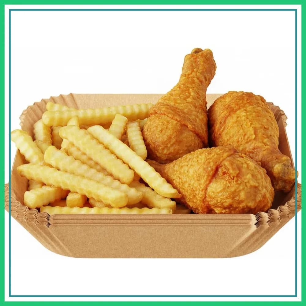 100 Fogli di Carta Quadrata per Friggitrice ad Aria, 8 Pollici Antiaderente e Resistente all'Olio per 5-8 QT, Usa e Getta, Adatta al Microonde