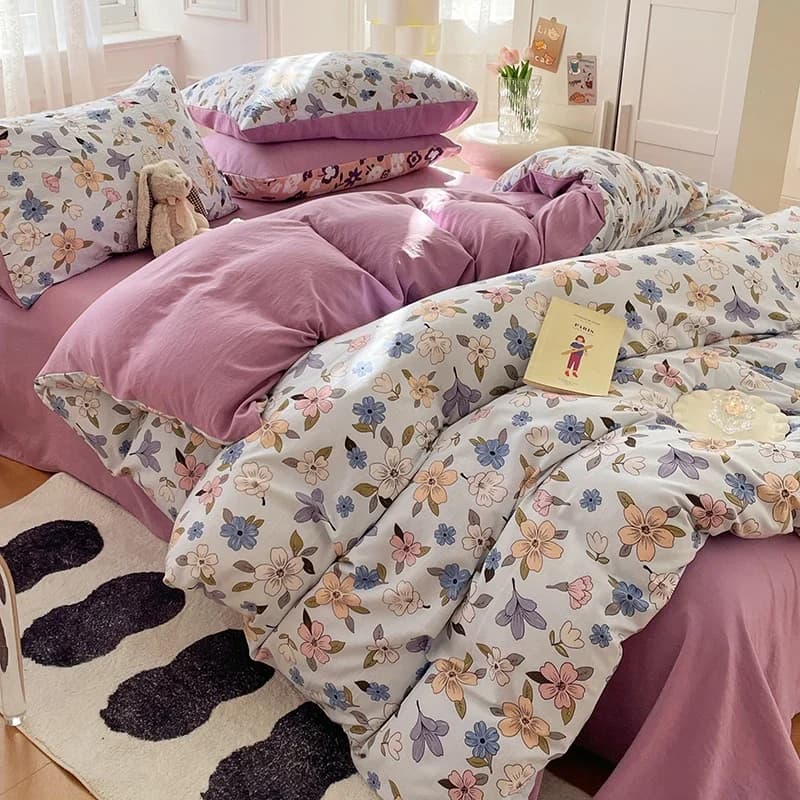 Set of queen/King size bed linen Set of soft washed cotton sheet on the skin for double bed eredones de cam Bed linen
