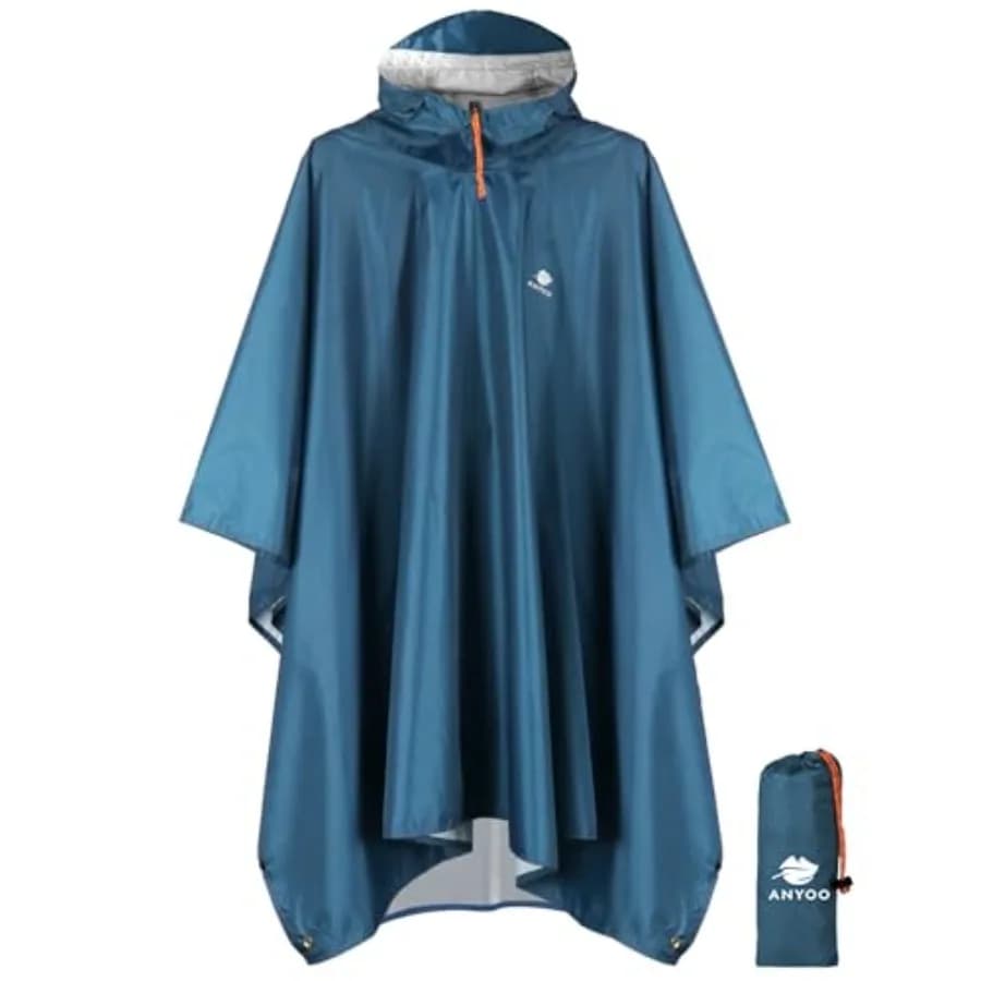 Hooded Rain Poncho for Adults Waterproof Lightweight Rain Coat for Men Women Reusable Rain Jacket for Emergency Outdoor