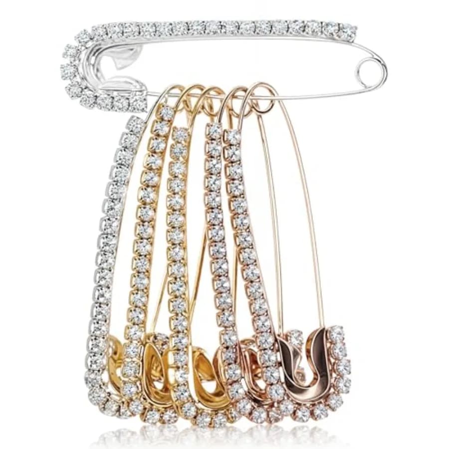 Rhinestone Safety Pins, Fancy Safety Pins for Clothes, Faux Crystal Brooch Clips for Women Sweater Shirt Dress Hat Scarf Decora