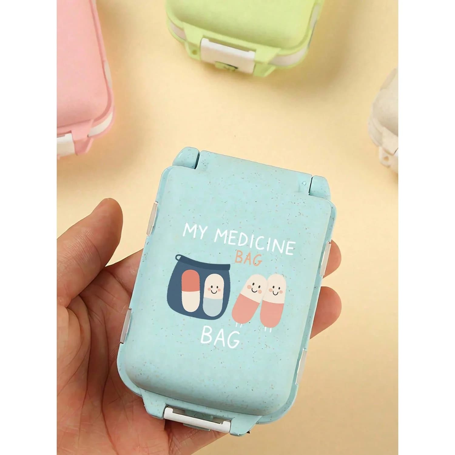 Portapillole portatile a 8 scomparti, custodia impermeabile per medicinali da viaggio con etichetta “Medicine Bag”, organizer per medicinali riutilizzabile adatto per uomini e donne, organizer per pillole giornaliere, kit medico da viaggio, essenziale per la casa e il dormitorio, per vitamine e integratori