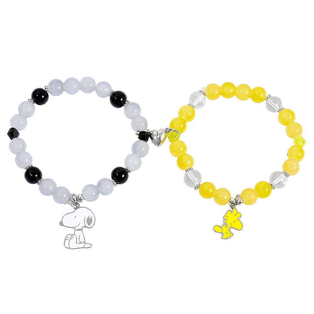 Animated Puppy Magnetic Couple Bracelet Set Matching Bead Friendship Accessories