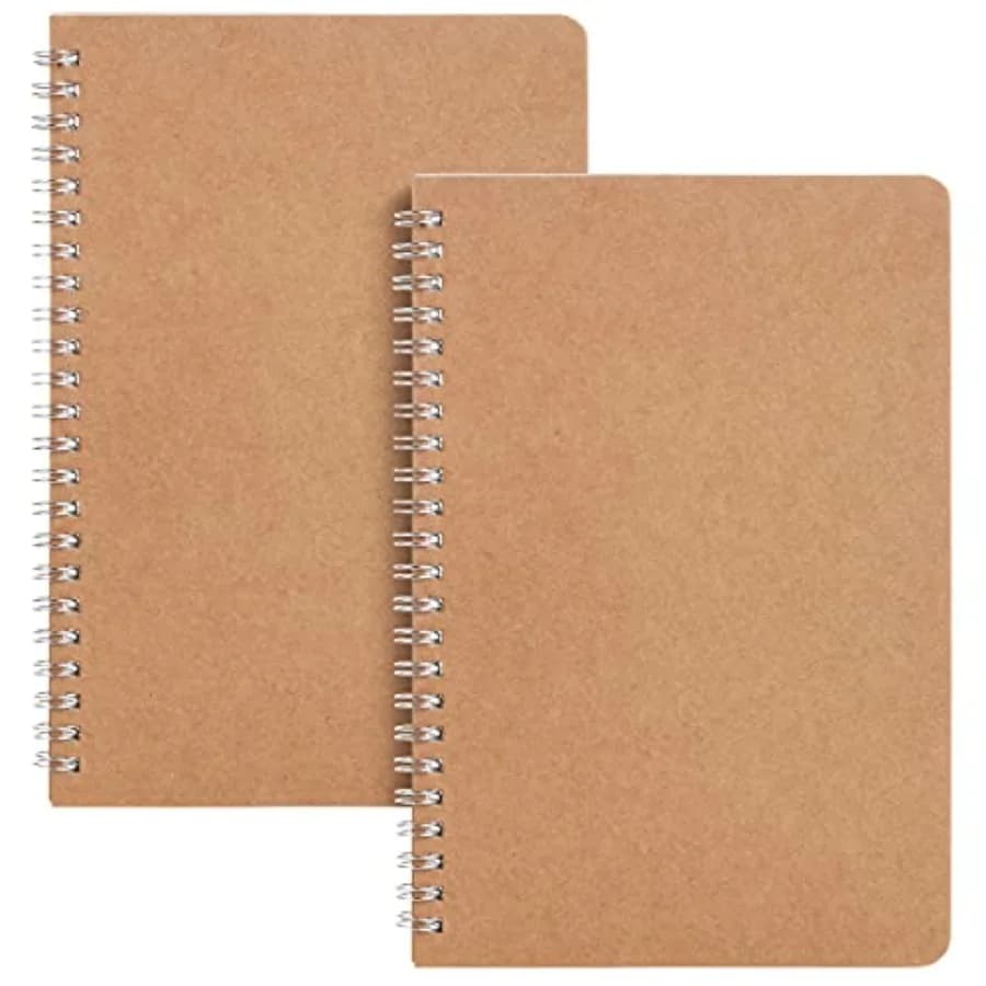 - Spiral Notebook, A5, Kraft Cover, 2 Pack, 80 Pages, Sketch Book, Drawing Notebook, Notebook Spiral, Spiral Bound Notebook, Sp