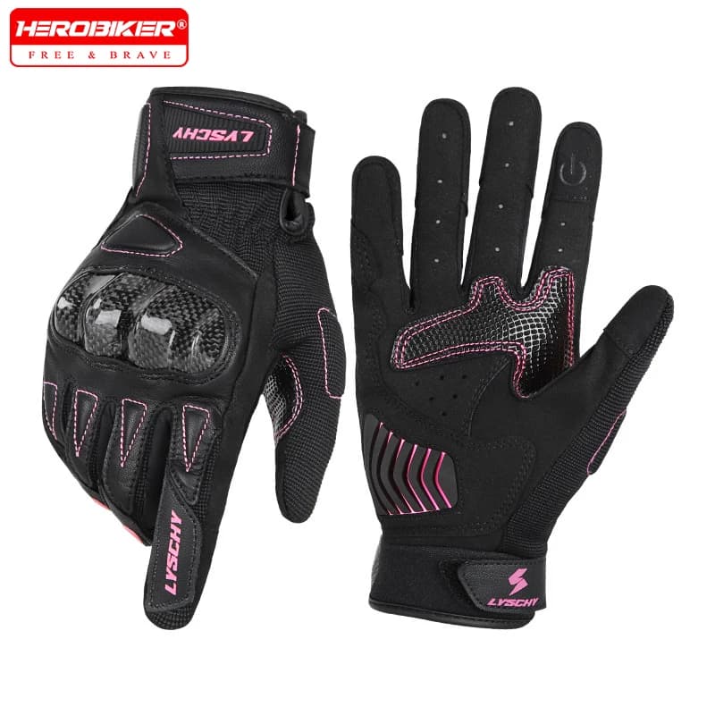 Motorcycle Gloves in Capra Leather for Men and Women, Breathable Summers, Complete Protection of the fingers, for Motorcycles, Cycling and Cycling