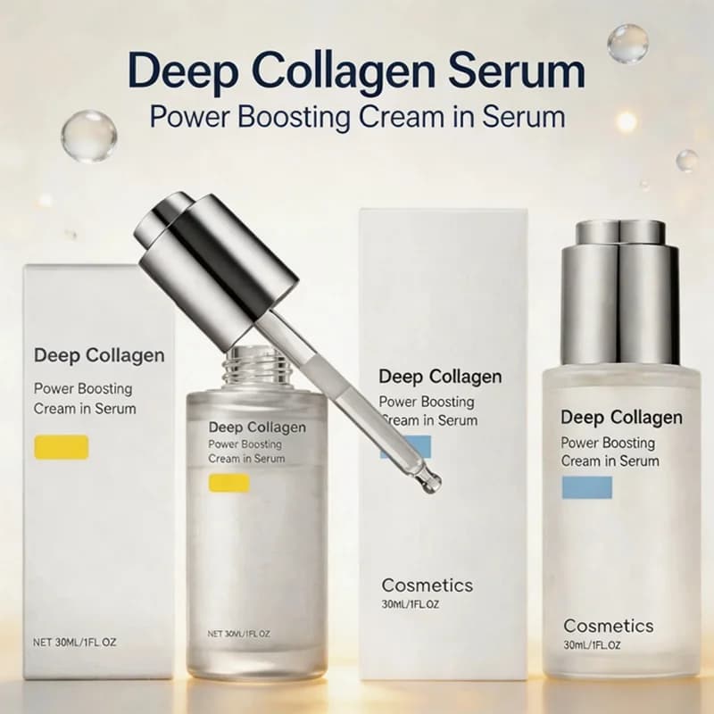 Deep Collagen Power Boosting Cream in Serum Hydrating Moisturizing Essence Enhance Skin Elasticity Facial Plumping Skincare