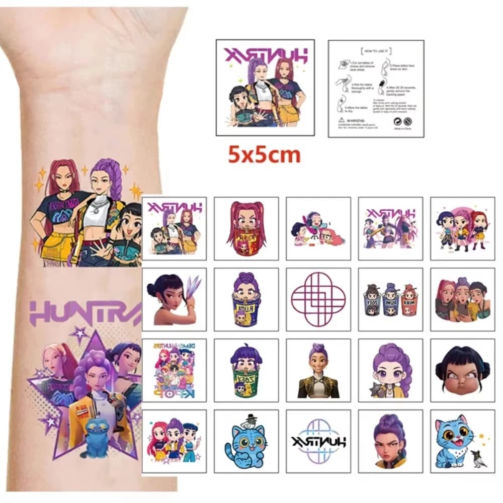 20pcs/set Cartoon Kpob Damon Hunters Rumi Kang Temporary Tattoo Sticker Rumi Tattoo Sticker Demonizing For Party Gifts