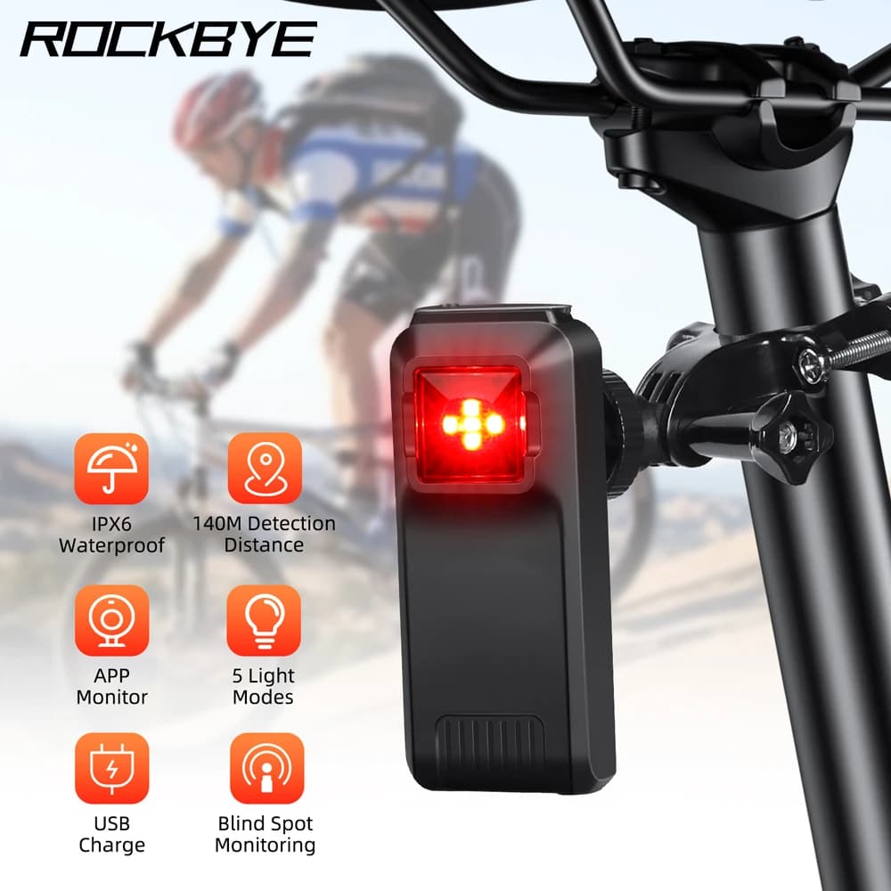 Rockbye Radar for Bike Backlight Safe Rear Lamp for Bicycle Monitor for Blind Point Reload IPX6 Waterproof Backlight