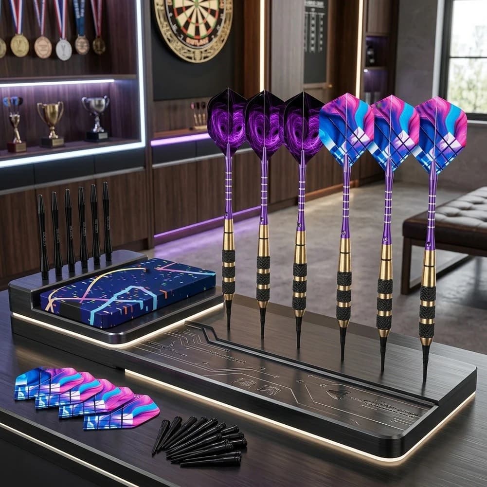 CyeeLife Soft Tip Darts Set 6/9/12pcs/pack Brass Barrels Plastic Tip Soft Electronic Darts Indoor Game Darts Accessories