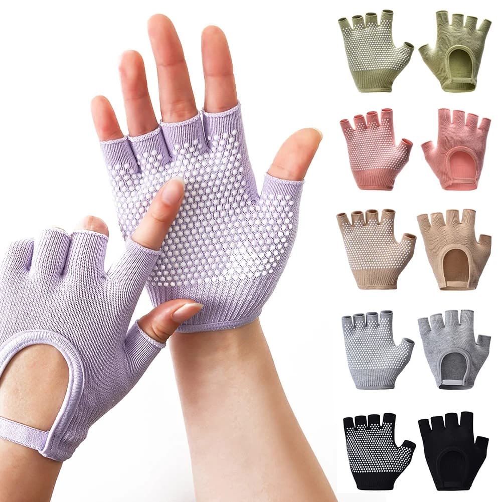 1Pair Half Finger Yoga Antislip Gloves Women Pilates Cycling Gloves Multicolor Yoga Gloves Fitness Aerial Yoga Accessory