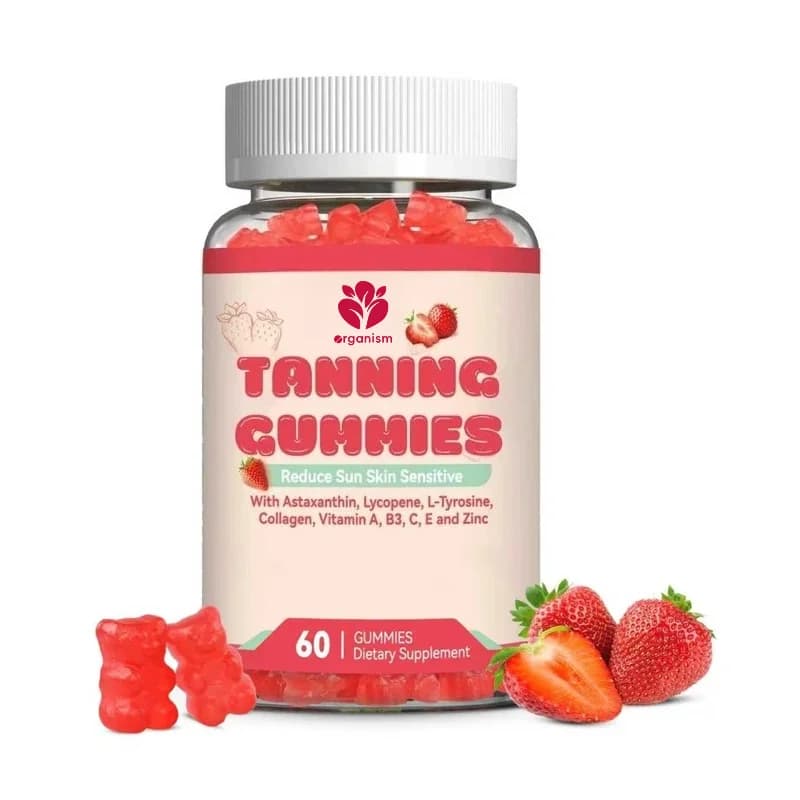 Tanning gums, self-tapping supplement with Beta Carotene, Lycopene, Astaxanthin, Collagen and Vitamins, for skin health