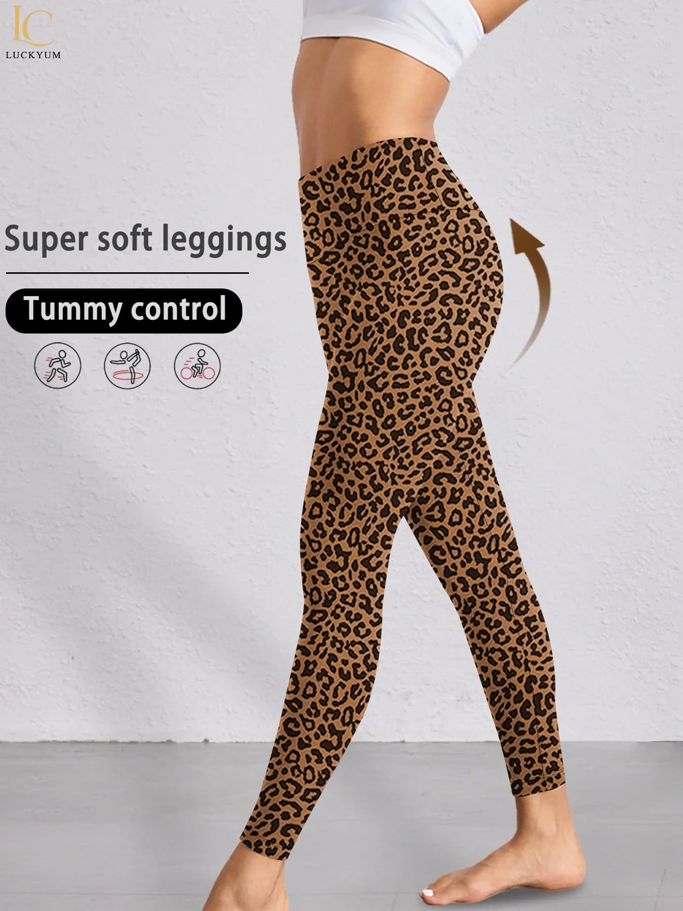 Leggings da donna a vita alta con stampa leopardata super morbidi non trasparenti per yoga, corsa, allenamento, push up, palestra, fitness, abbigliamento sportivo
