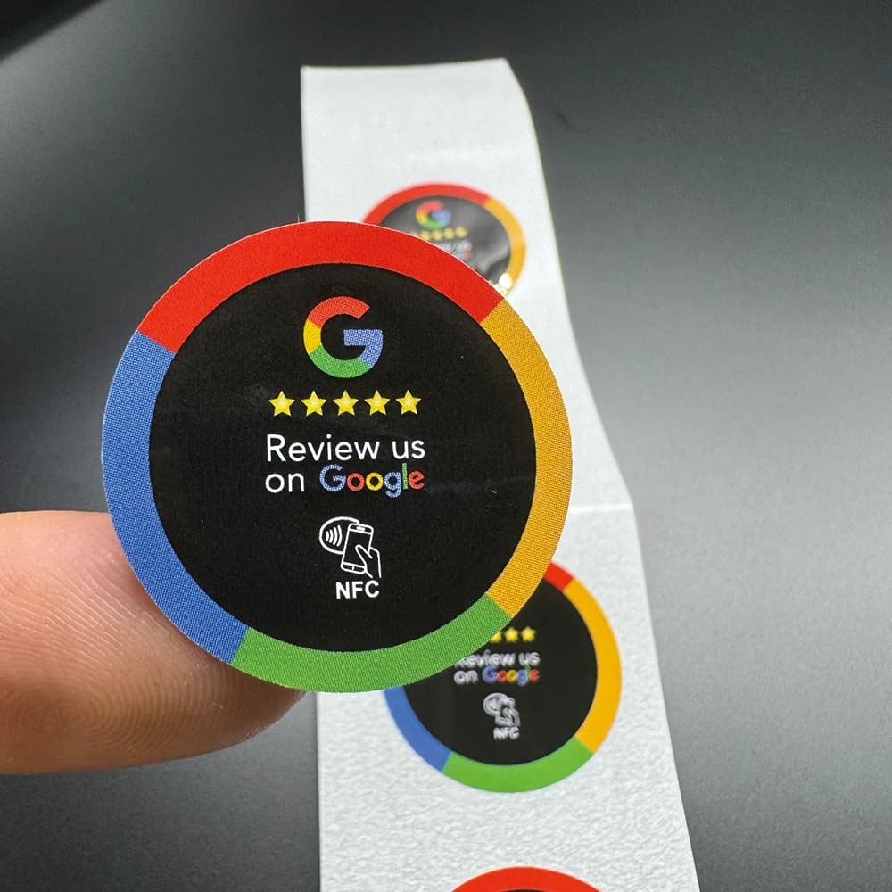 Tag NFC Revisione di contattarci su Google NFC Tap Review Tag adesivi 30 mm Adesivo di revisione Google impermeabile Etichette adesive NFC215 da 13,56 Mhz