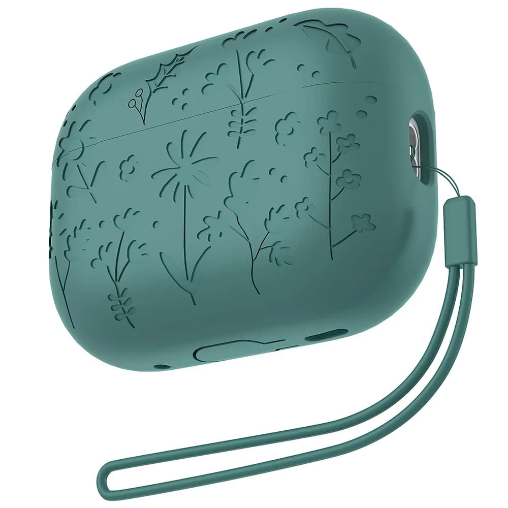 2025 New Flora Engraved Case for AirPods 4 Cover Shock-Proof Protective Silicone flower with Keychain for Apple Airpods 4 Case