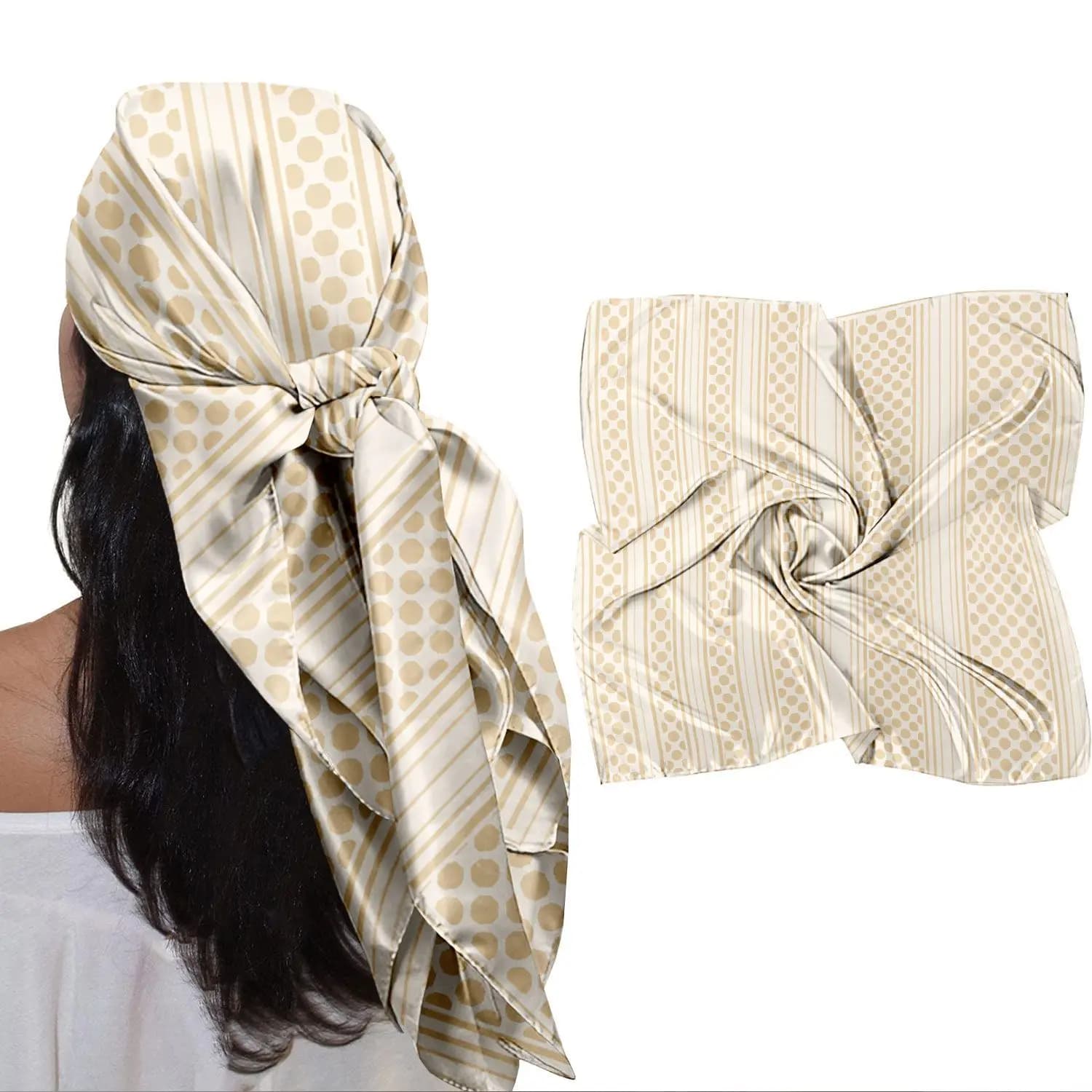 0054 women's floral satin square scarf - soft silk-like texture, versatile headscarf, neckerchief, and turban
