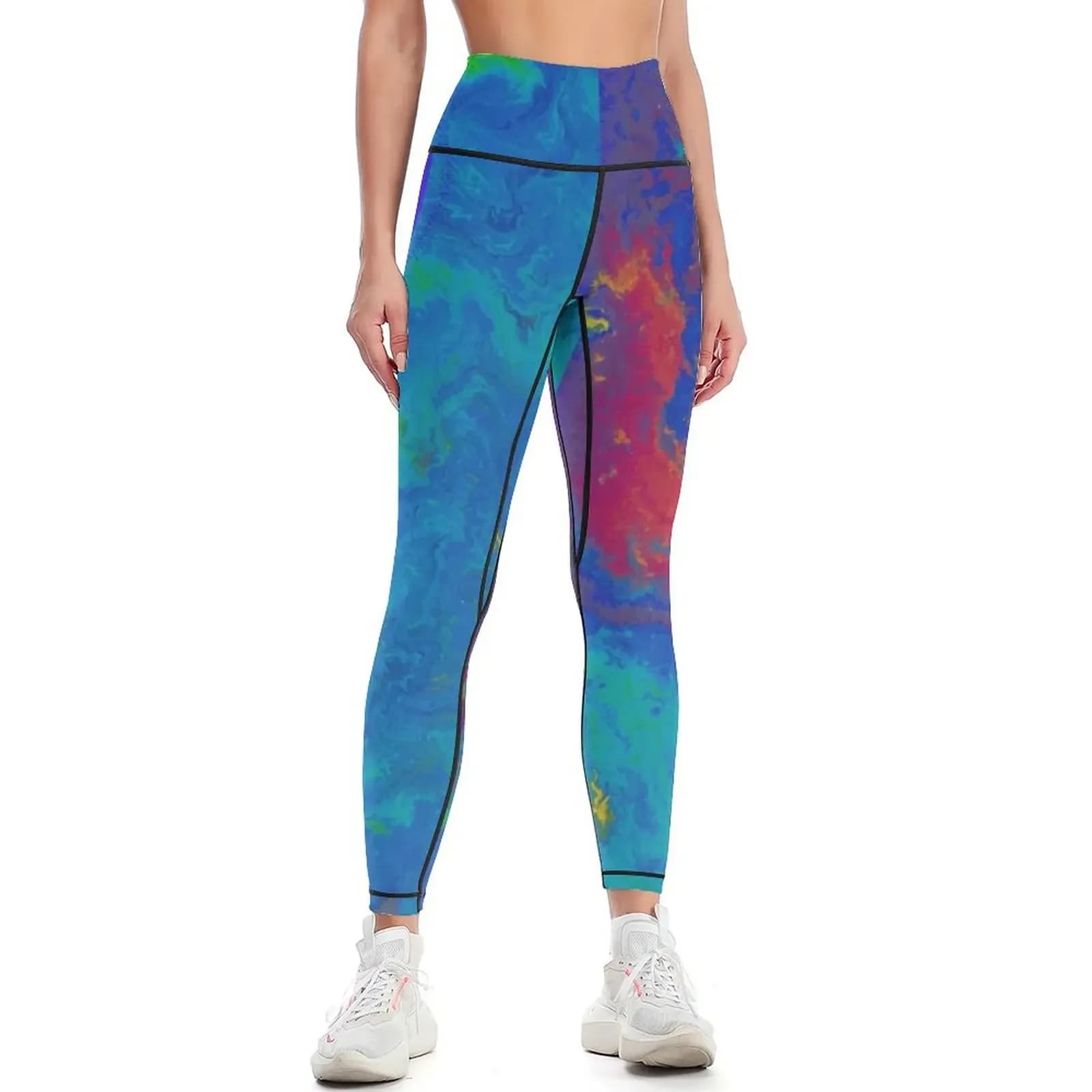 Ritratto astratto su acrilico Pour "Bipolar" Leggings sportivi Set di leggings sportivi da donna Pantaloni sportivi da donna per ragazze Leggings da donna