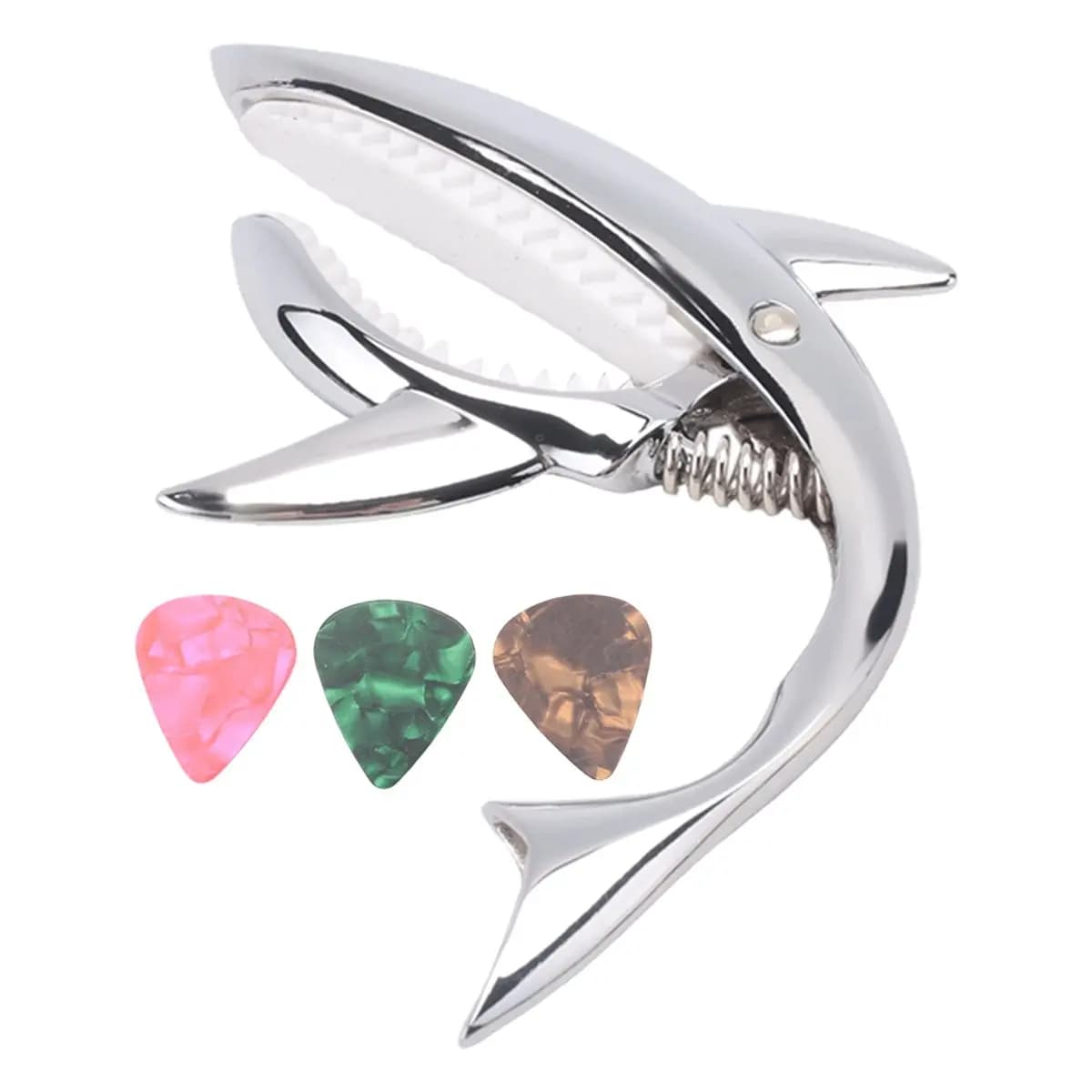 ABME New Guitar Capo Zinc Alloy Capo for Acoustic Electric Classical Guitars and Ukulele Capo with Pick,Silver