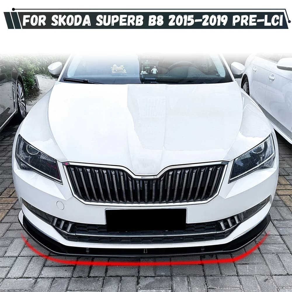 Front Bumper Lip Splitter For Skoda Superb B8 III 3V3 3V5 TSI TDI 2015-2019 PRE-Lci Spoiler Diffuser Body Kits Tuning