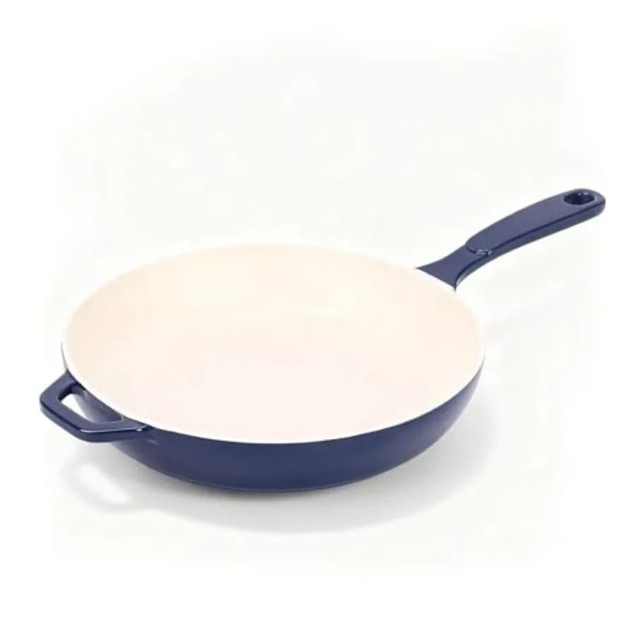Padelle in Ghisa da 11 Pollici, Padella Antiaderente in Ceramica Senza PFAS, PTFE e PFOA, Lavabile in Lavastoviglie e Adatta al Forno, Smaltata