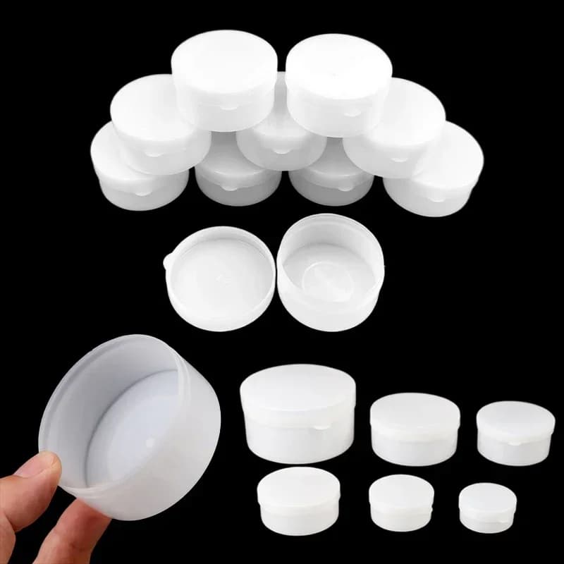 50 Pieces Travel Vases for Cosmetics 5g-100g, Mini Containers White Wallets for Balm Labbra, Cream, Umbrella, Nail Powder, Jewel Samples
