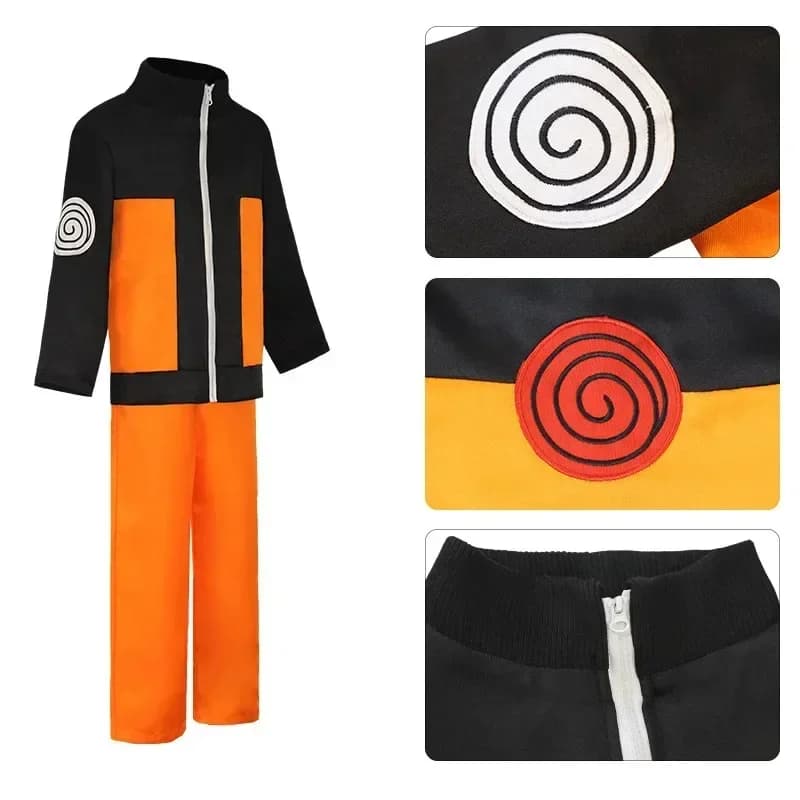 Costume Cosplay Akatsuki per Adulti 2026, Uniforme Ninja Anime per Bambini, Set Costume Uzumaki con Giacca, Pantaloni, Fascia per Capelli, Portafoglio a Forma di Rana, Kunai, Shuriken