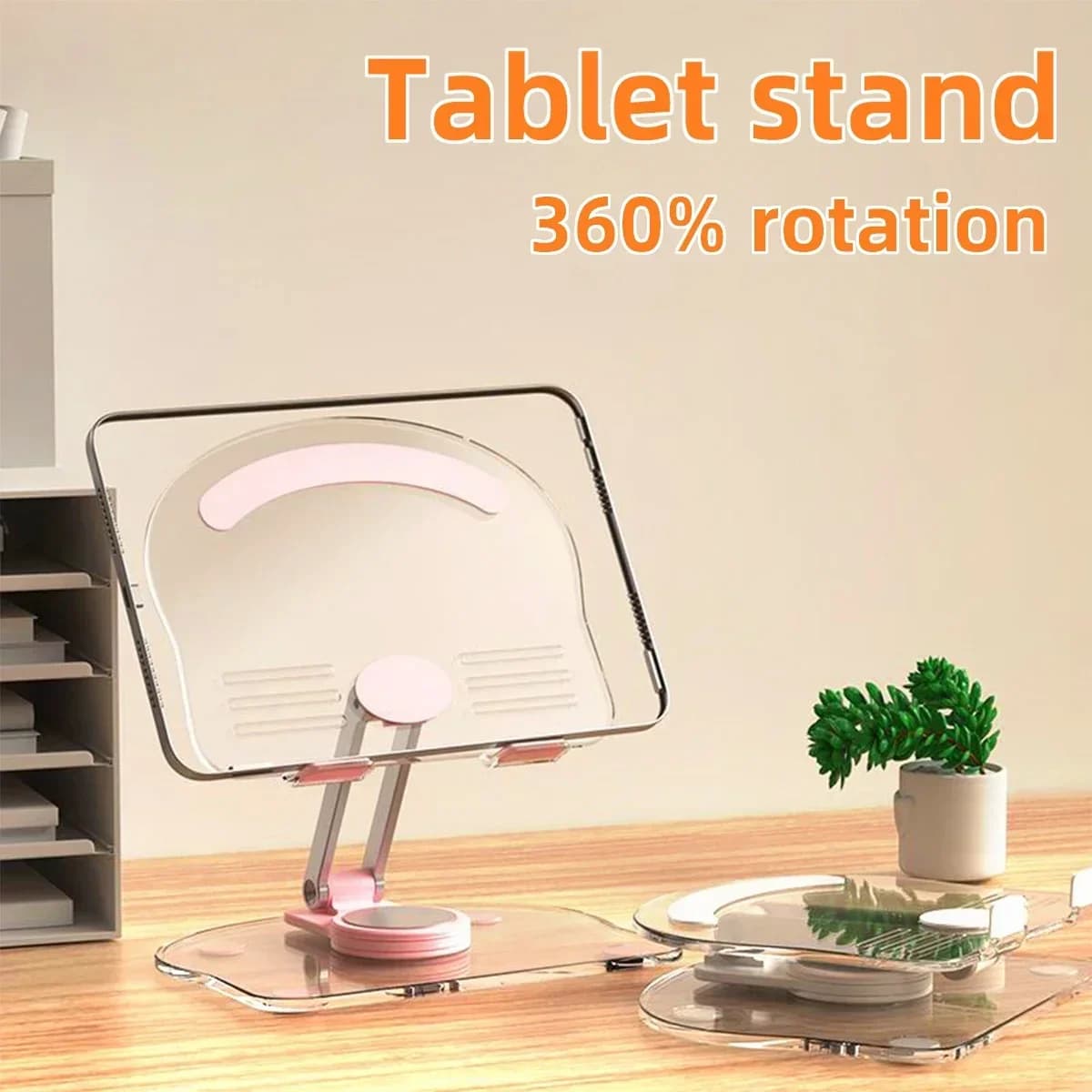 360 ° Supporto da tavolo per tablet con rotazione adatto per iPad Pro 9.7 Air 4 5 Mini 6 11 Mi Pad Supporto per telefono da tavolo in acrilico trasparente