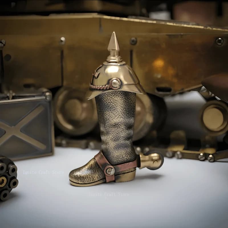 Handmade brass German boots antique fuel lighters, creative collectible lighters, cigarette accessories, men's gifts
