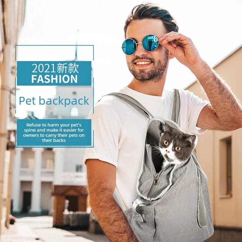 Blue‑Grey Multi‑use Pet Chest Backpack Carrier Breathable Hands‑free Front Pack for Small Dog Cat Outdoor Travel Hiking Shopping