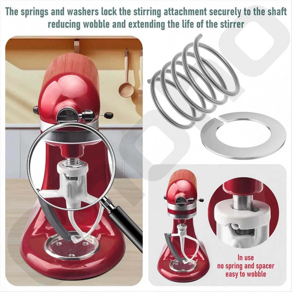 4 pieces spring and washer for KitchenAid Mixer 3.5 quarters to 7 quarters protect and prolong life accessories for quick installation