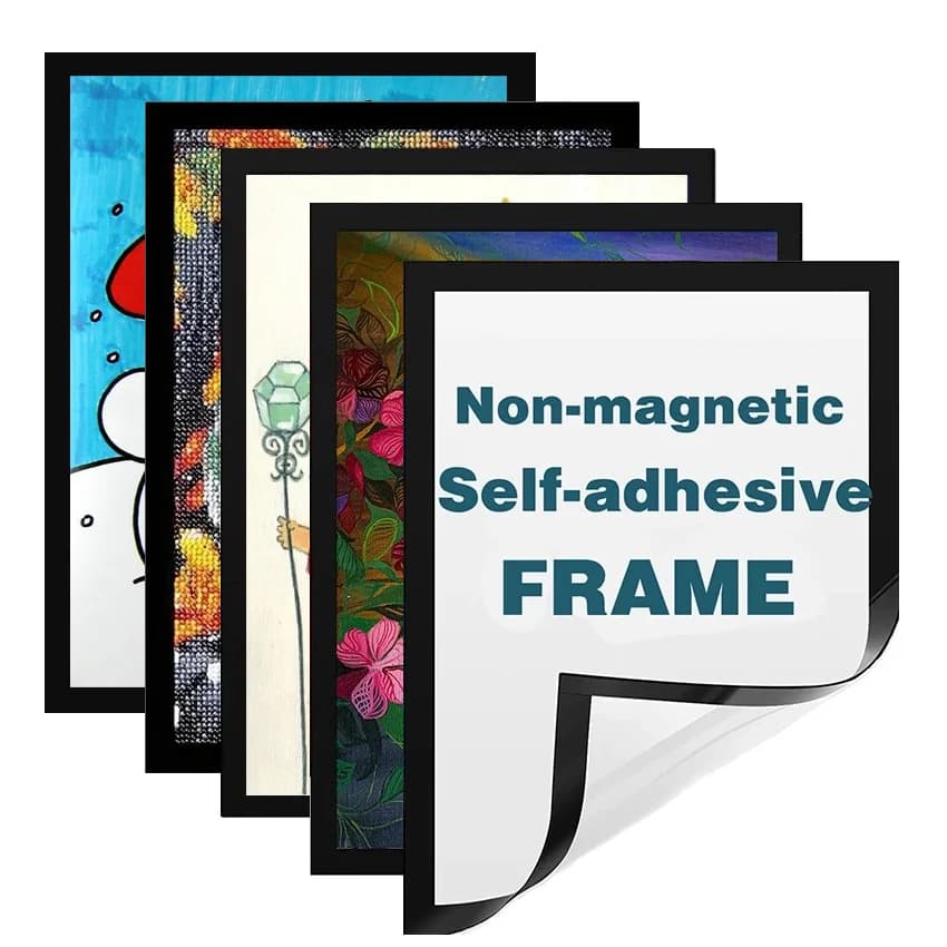Cornice magnetica nera da 3 o 5 pezzi, cornice autoadesiva per esposizione artistica da parete, per stampe su tela con pittura a diamante, decorazioni per la casa